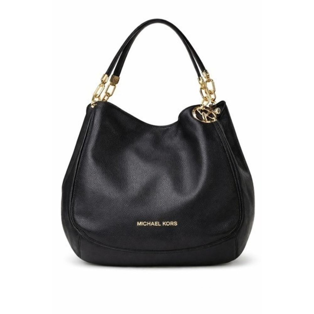 Michael Kors Black Pebbled Leather Hobo Bag Gold Hardware Large - Picture 2 of 14
